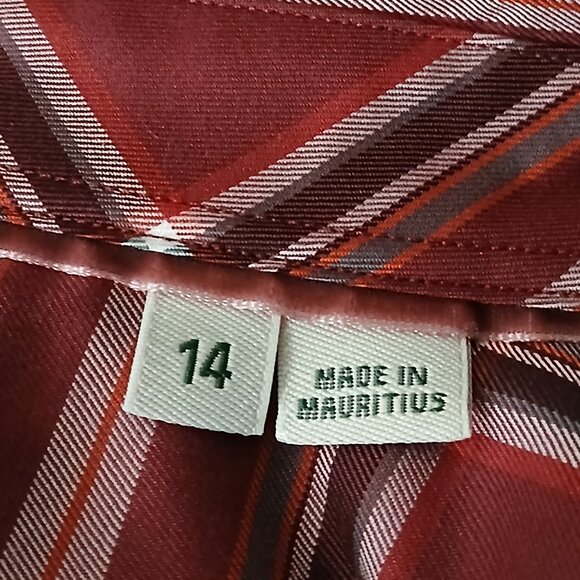Orvis Top Size 14 Burgundy Plaid Cotton Button Front Shirt - Picture 7 of 9